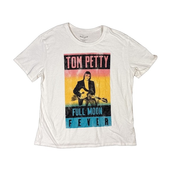 Hybrid Other - Hybrid Tom Petty Full Moon Fever Graphic T-Shirt Kids L White Excellent Band Tee